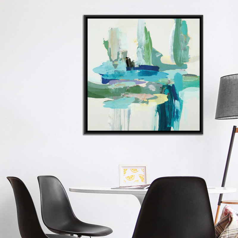 Synergy II - bleu et bleu sarcelle 6 pièces, Cadre flottant noir, H 37 po x l 37 po