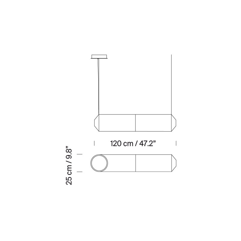 Tekiò Horizontal Pendant, 206.7" H x 47.2" W x 9.8" D, 56 W
