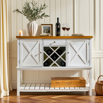 2-Door Bar Cabinet With Wine Rack & Drawer – Multi-Functional Buffet Sideboard For Entryway, Living Room Or Dining Room by Gracie Oaks
