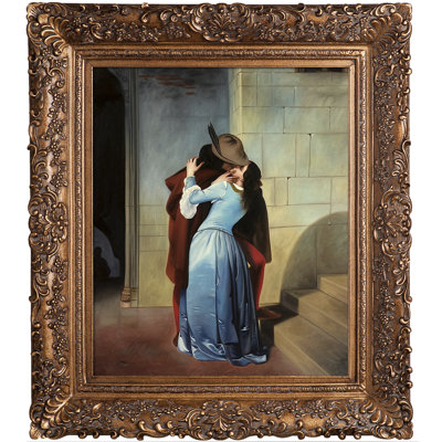 "Le baiser" par Francesco Hayek, reproduction d’art sur toile encadrée
