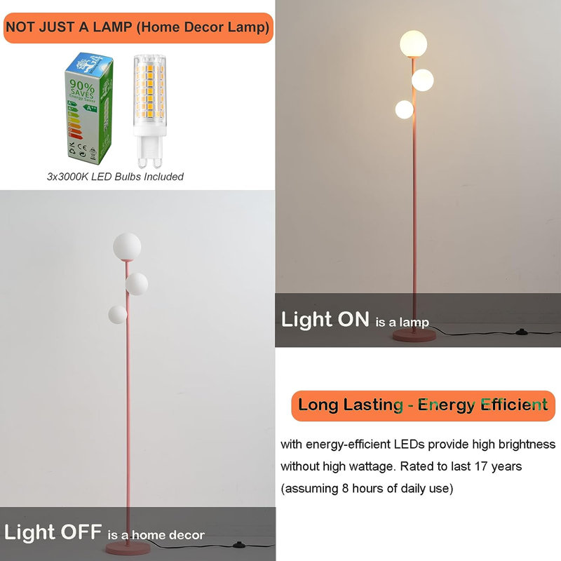 Javeyon 64'' LED Tree Floor Lamp, Pink