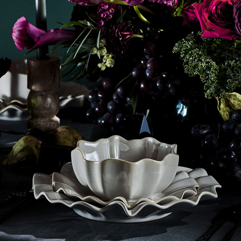 Lotus 4-Piece Salad Plate Set Stoneware
