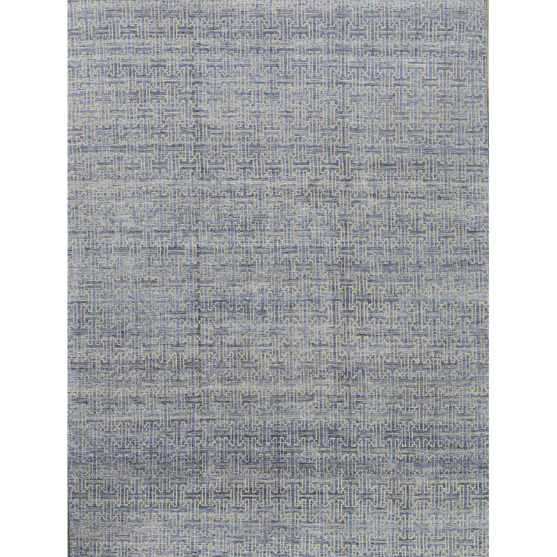 Hand-Knotted High-Quality Blue and Beige Area Rug