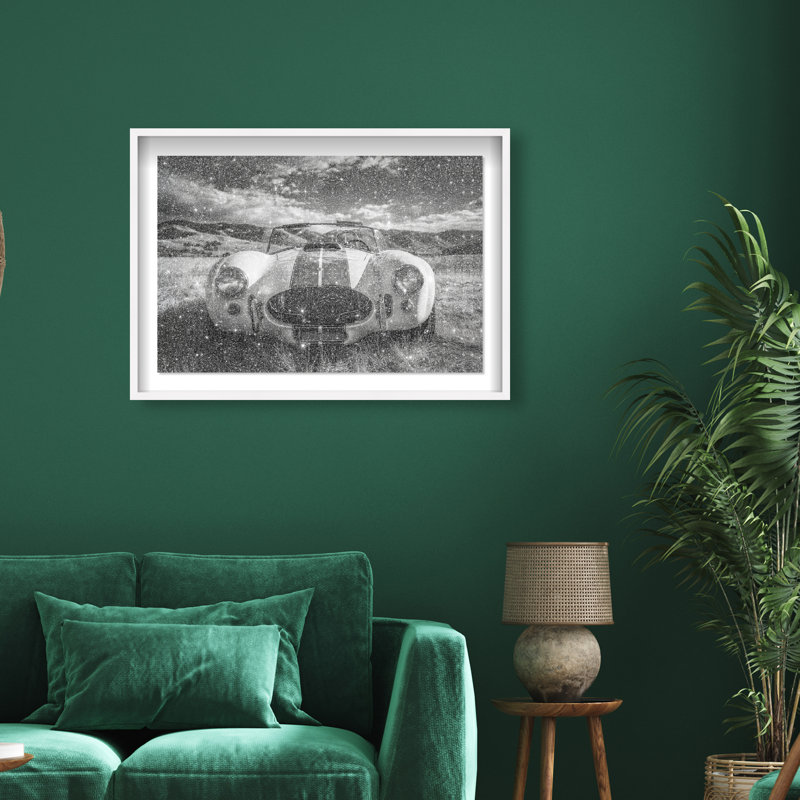 Serpent dans l'herbe, impression encadrée sous verre, motif de transport avec reflets de poussière de diamant, par Oliver Gal