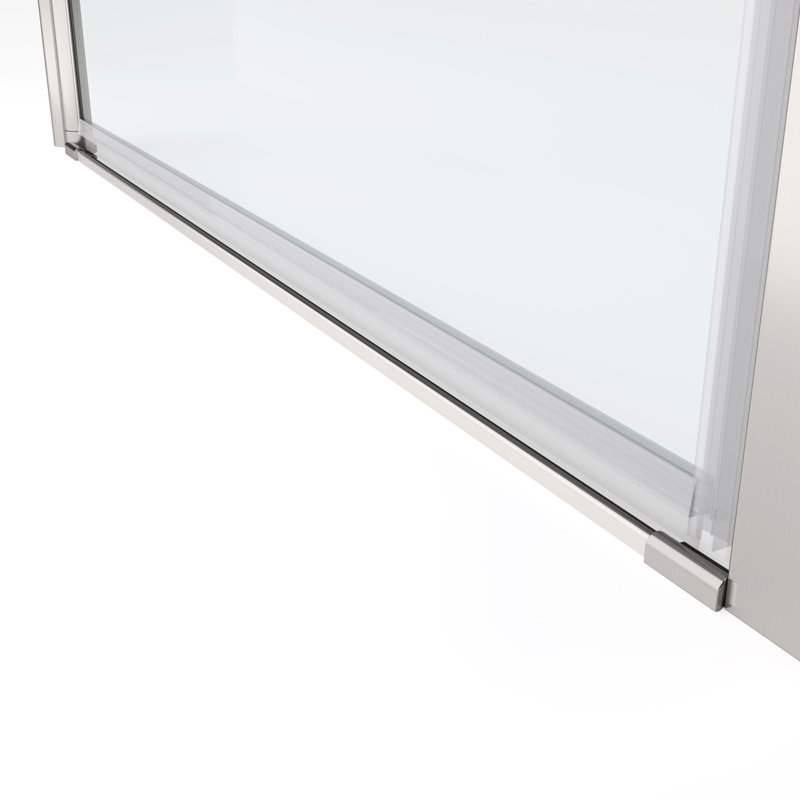 1/4" Tempered Glass Bathroom Pivot Door - 8" Stainless Steel Handle, 72 Shower With Leak Feature Glass, 30-31 3/8" W, Chrome