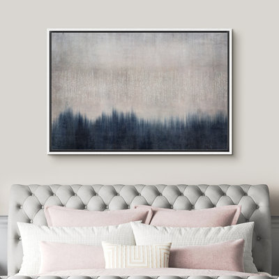 Paysage minimaliste bleu marine, art rétro, paysage abstrait, décor de chambre à coucher minimaliste