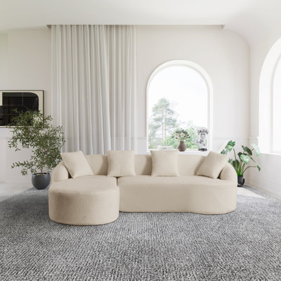 Canapé modulaire en forme de L 2 pièces avec design incurvé et méridienne orientée à gauche