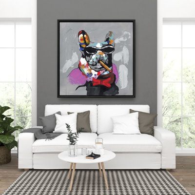 «Bulldog abstrait avec cigare» sur toile