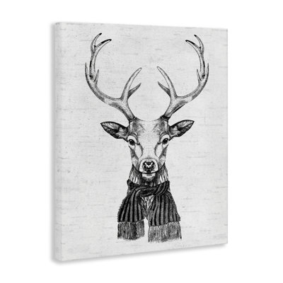 Monochrome Holiday Deer Canvas Wall Art by Lettered and Lined