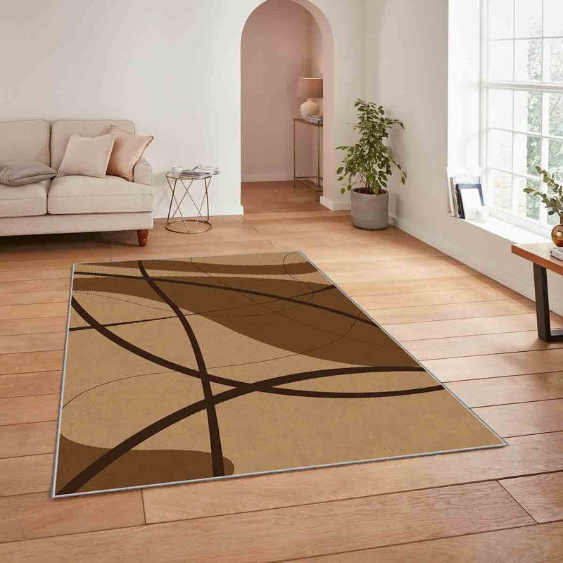 Stylish Woven Area Rug, 4.6 x 7.2 Feet, 100% Polyester, 740 g/m² | Non-Slip Felt Dot Underside, Easy to Clean, Machine Washable at 86°F | Perfect for Living Room, Bedroom, and Dining Areas, Durable & Elegant Design