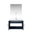 Meuble-lavabo bleu marine 30 po x 22 po, surface en marbre, robinet, miroir à DEL - dessus de qualité supérieure résistant aux égratignures et aux taches.
