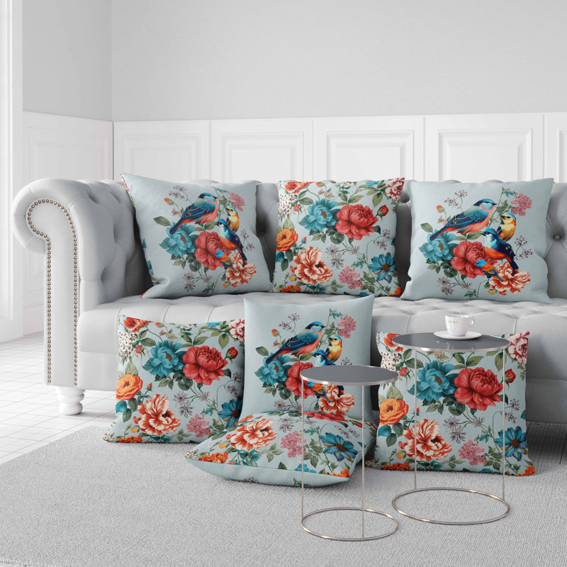 Coussin Petal, H 16 po x l 16 po, Bleu / Vert / Rouge