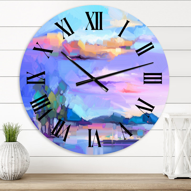 Horloge murale impressionniste avec paysage II, Surdimensionné