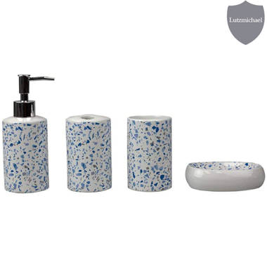 Mercer41 Jamarquis Mosaic Glass 4 Piece Bathroom Accessory Set