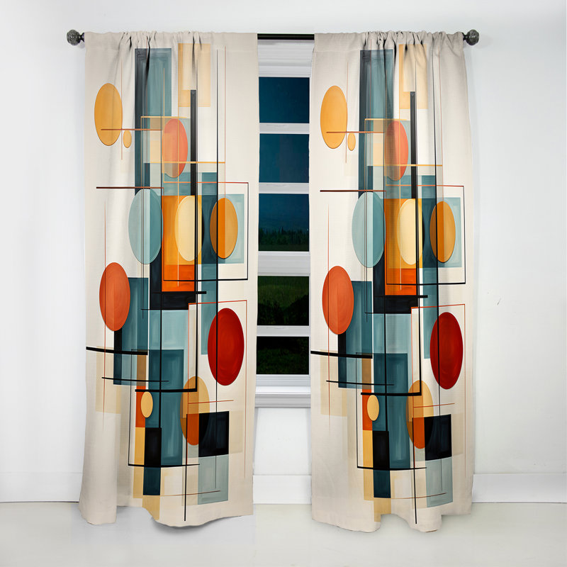 Rideau occultant coloré Mid-Century Retro Reflections IV - Mid-Century, L 52 po x L 84 po