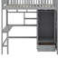 Lit mezzanine simple avec bibliothèque, tiroirs, bureau et garde-robe-200271517