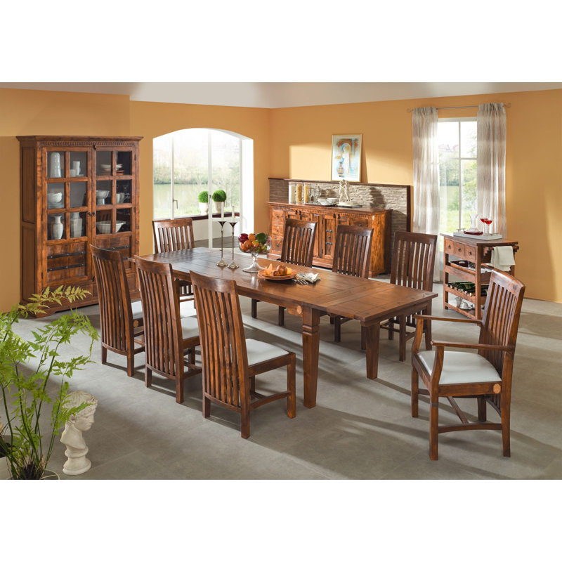 Oxford Extendable Acacia Solid Wood Top Dining Table, Nougat, H76 x L90-170 x W90cm