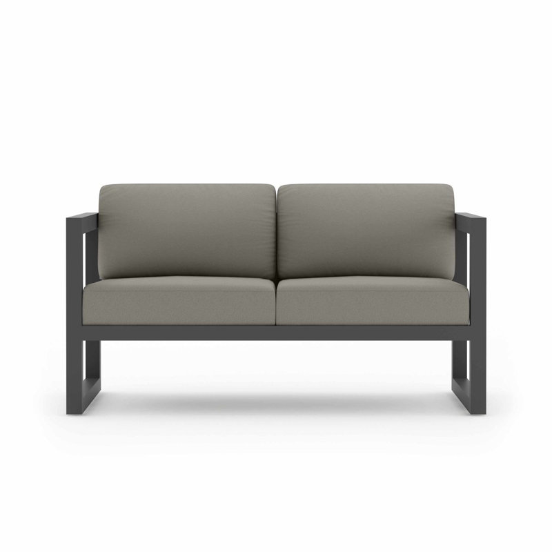 Avion Loveseat - Black, Canvas Charcoal Sunbrella® Canvas, Slate