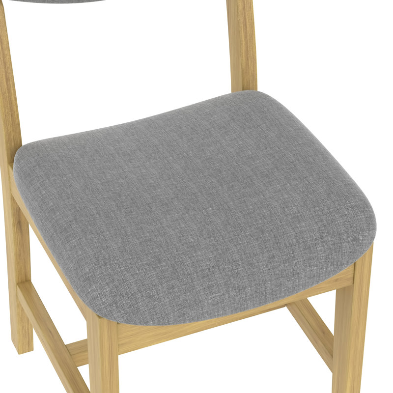 Ensemble de table de salle à manger 5 pièces Dorain avec chaises rembourrées et pieds en bois d'hévéa, Naturel