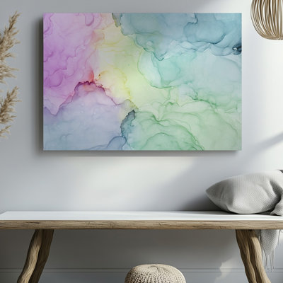 Toile sur fond d'aquarelle abstraite avec un mélange harmonieux d'art mural de couleurs pastel comme le rose clair