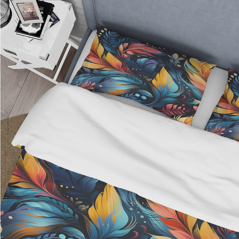 Artistic Gypsy Boho Pattern Floral Duvet Cover, Twin Duvet Cover + 1 Standard Sham