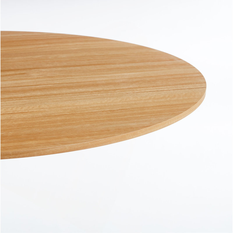 Bjarnheiður Pedestal Dining Table, White, Light Oak/White, 28.74" H x 42.12" W x 42.12'' D