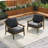 Solid Wood Teak Outdoor Lounge Chairs With Cushion And Arms-114980287-114980286