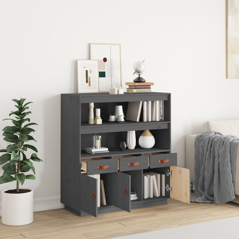 Highboard 100 x 40 x 108.5 cm Solid Wood Pine, Grey