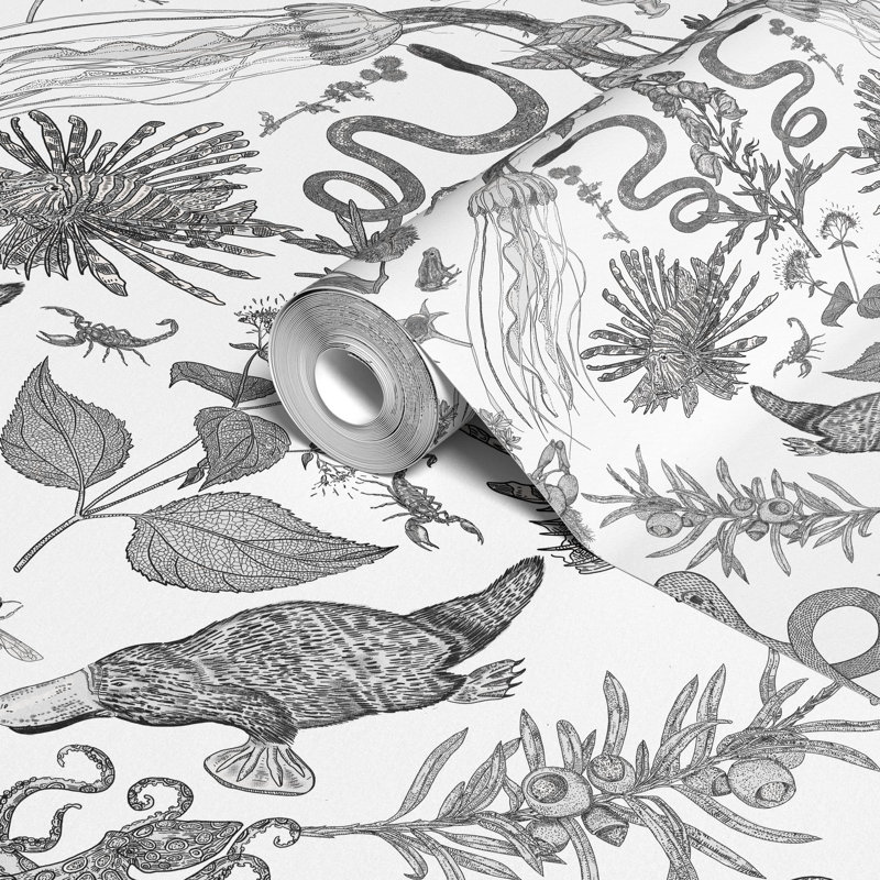 Papier peint Critter, Blanc / noir