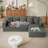 Boneless Chenille Modular Compressed L Shaped Sofa-1997664132-1997664131