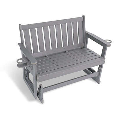 Outdoor Glider Chair, HIPS All-Weather Resistant for 2-Person, Patio Rocking Bench Chair with 700LBS Capacity for Backyard Garden Porch by Latitude Run