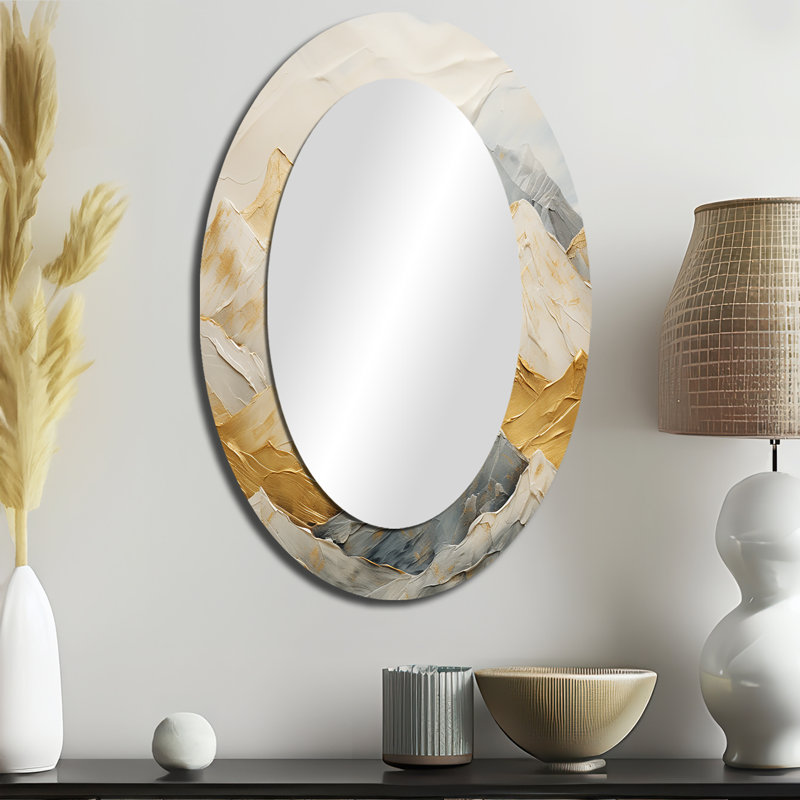 Alpine Alpine Harmony I - Miroir décoratif ovale sur métal, 36 po x 24 po