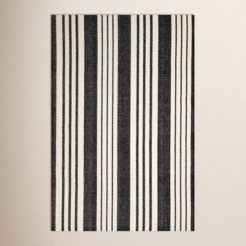 Birmingham Black Handwoven Indoor/Outdoor Rug, Rectangle 7'6" x 9'6"
