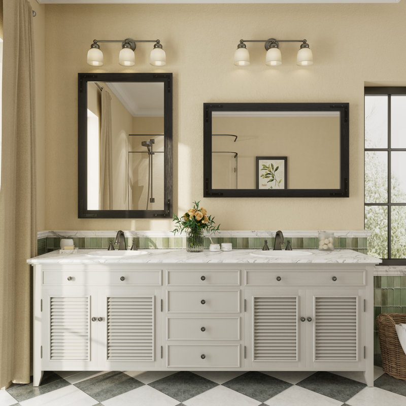 Miroir mural Amara Rustic Farmhouse, Noir, 40 po x 26 po