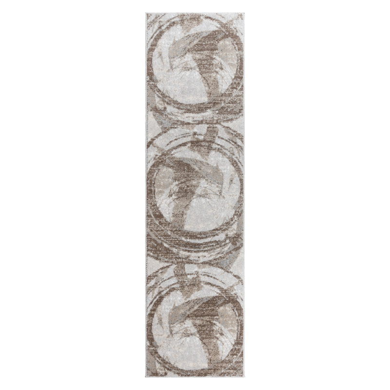 Gretchen Montu Modern Abstract Tan/Ivory/Beige Polypropylene Indoor Area Rug, Runner 2'2" x 6"