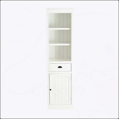 Bibliothèque 75 po à 5 niveaux avec 1 tiroir-classeur, bibliothèque de ferme avec rangement et armoire, rangement en bois moderne pour les couloirs, salon, cuisine, maison, bureau - blanc