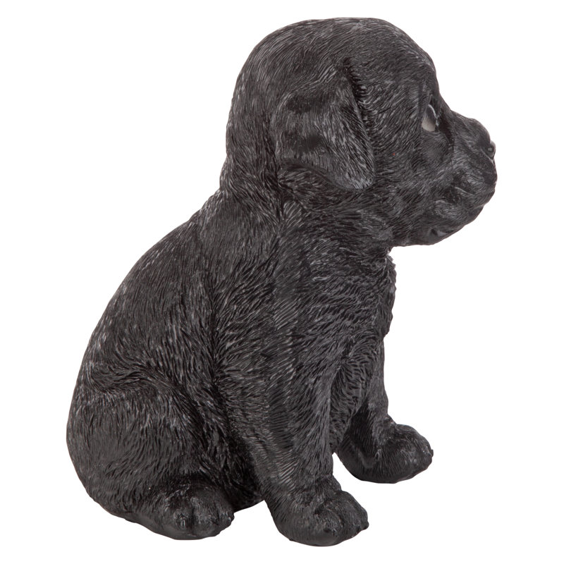 Black Resin Labrador Puppy Dog Statue, 5"