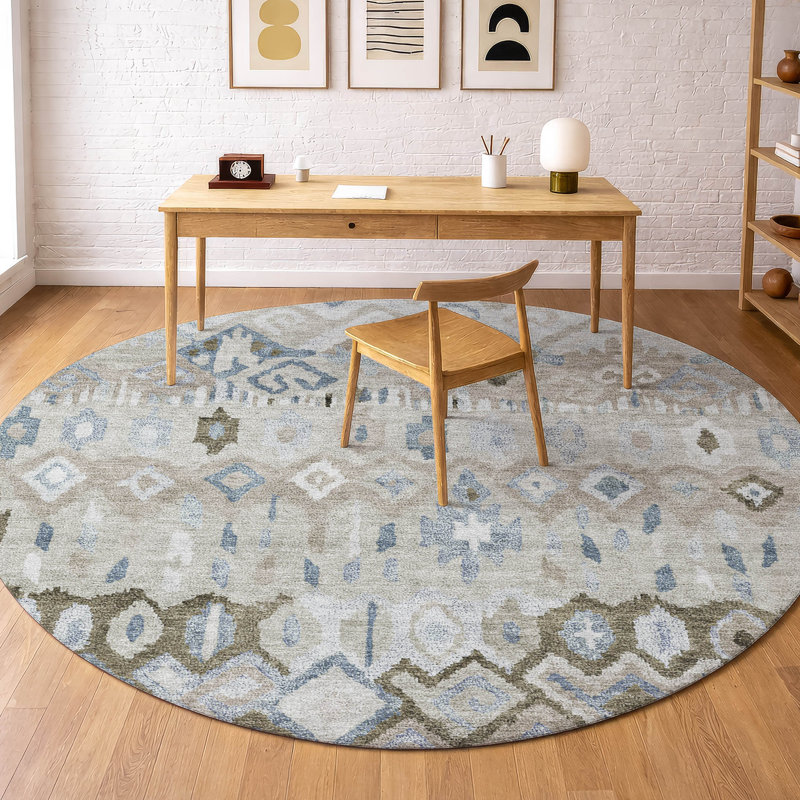 Premium Machine Washable Mayfield AMF2303 Casual Rug, Beige, 8' Round