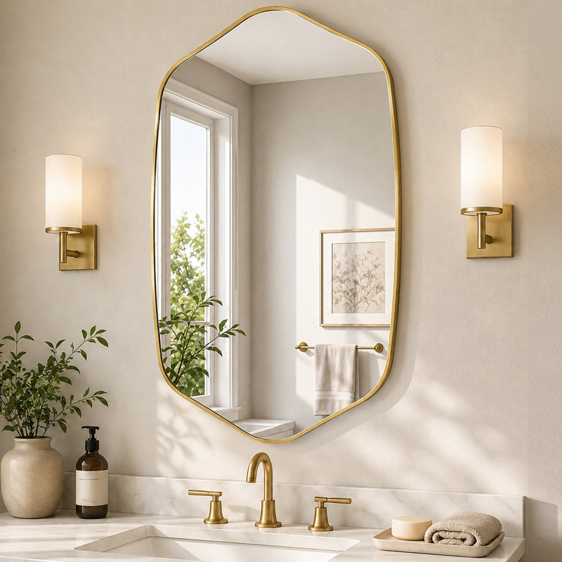 Miroir de salle de bain Siciliano, Or brossé