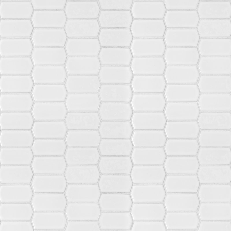 Silica White Spire 11 in. x 14 in. Glossy Porcelain Mosaic Floor and Wall Tile