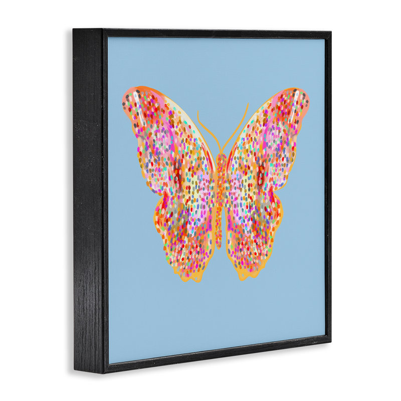 Giclée encadrée de papillons brillants mouchetés, design par Ashley Singleton, Giclée encadrée noir minuit, H 12 po x l 12 po
