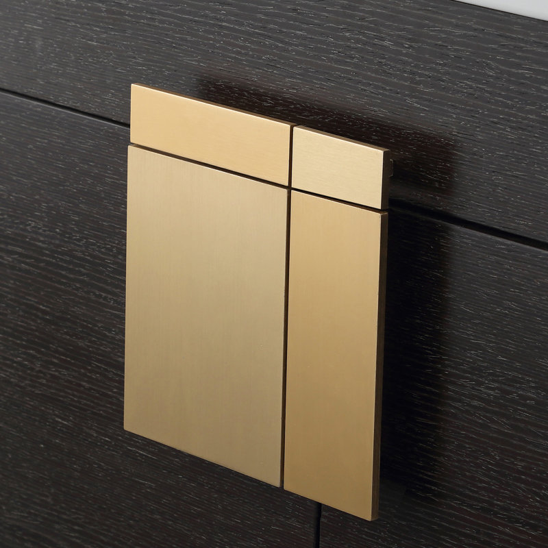 Ensemble de meuble-lavabo simple 60 po Maisie, Laiton satiné, Chêne noir à grain droit