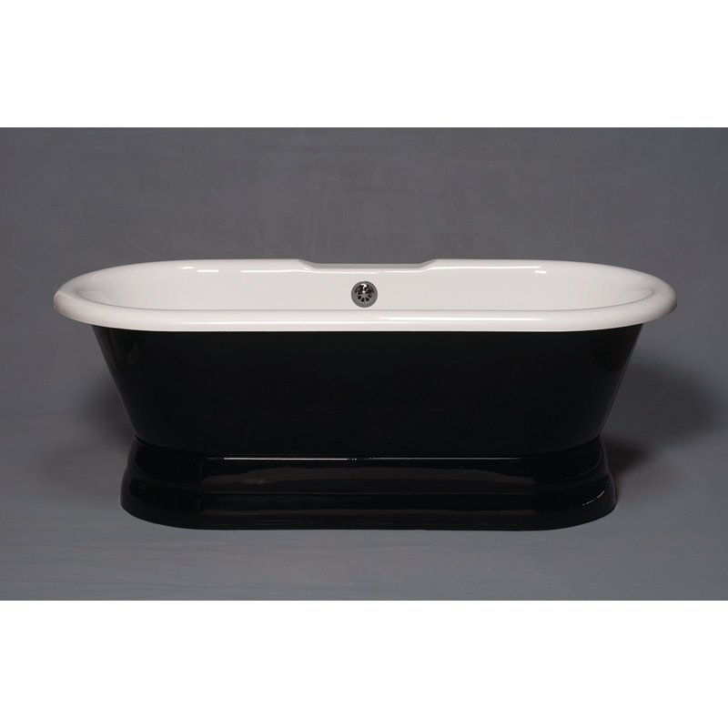 La baignoire en acrylique à piédestal à deux extrémités en noir et blanc de 66 po avec trous de robinet à fixation sur le comptoir de 7 po de Champlain par Strom Living