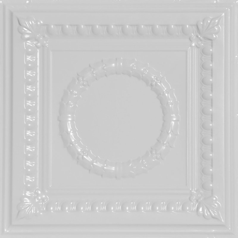 Carreau de plafond en fer-blanc clouté 2 pi x 2 pi Victory, Blanc