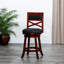 Tabouret pivotant de 30 po, finition cerisier, siège en tissu gris anthracite