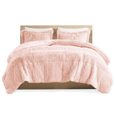 Twin/Twin Xl Shaggy Fur Comforter - Blush Magnificent Interior