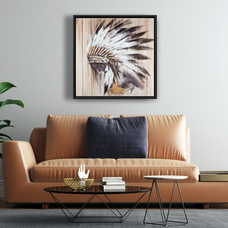Indian with Feathers Canvas | Frame Home Decor Art