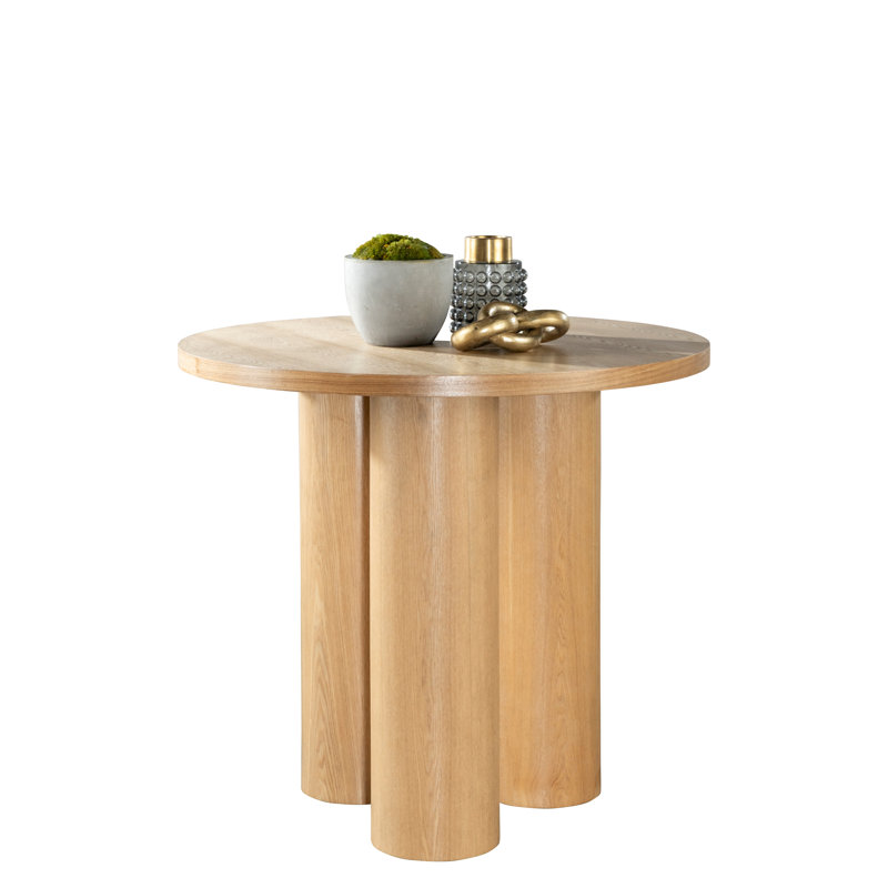 Balmain Counter Height Round Dining Table with Sculptural Column Legs – Modern Wood Dining Table  