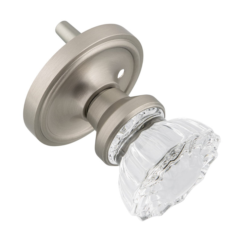 Classic Rosette with Crystal Door Knob, Satin Nickel, 2-3/8"