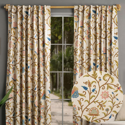 Maison d'Hermine Artisan Love - Multi 100% Cotton Set of 2 Curtain - 50" x 124"
